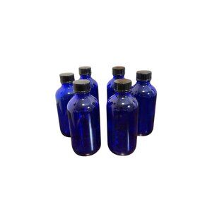 Cobalt Blue 4oz Glass Vials with Bakelite, Polyseal Caps